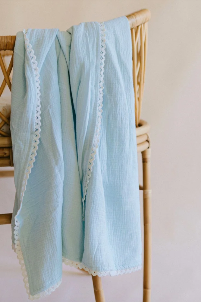 Confetti Kidz Classic Muslin Blanket - Soft Blue