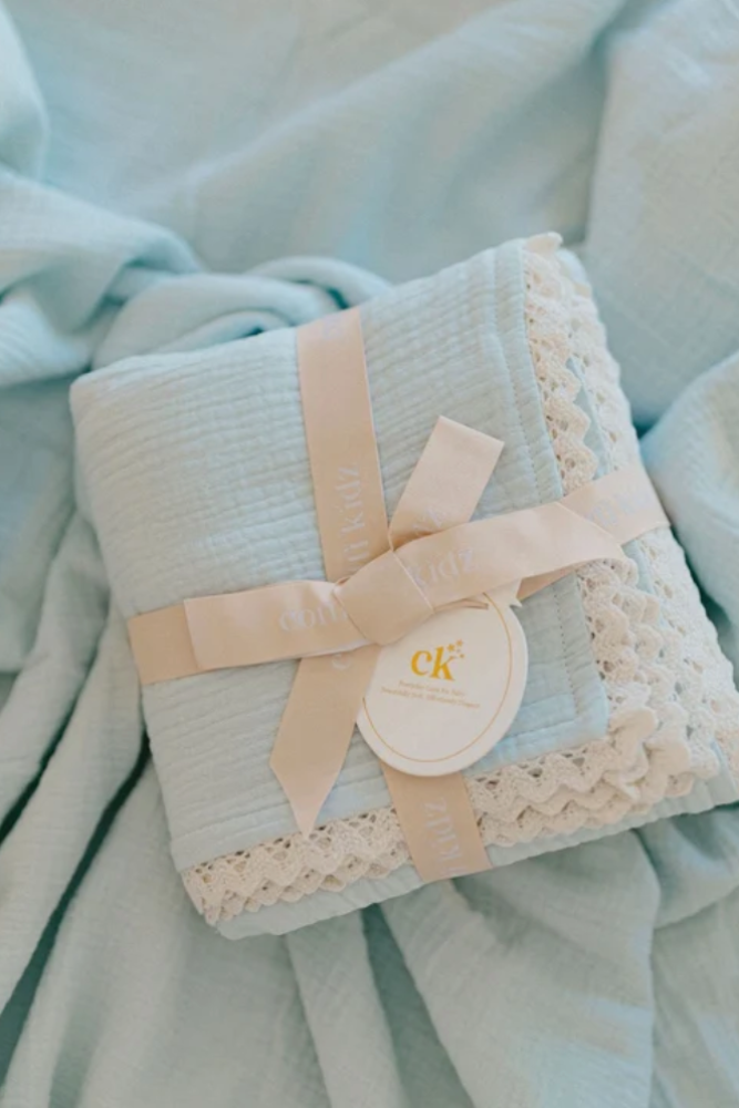 Confetti Kidz Classic Muslin Blanket - Soft Blue