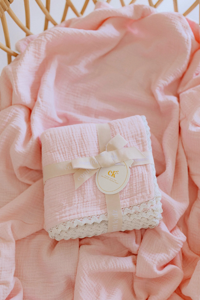 Confetti Kidz Classic Muslin Blanket - Soft Pink