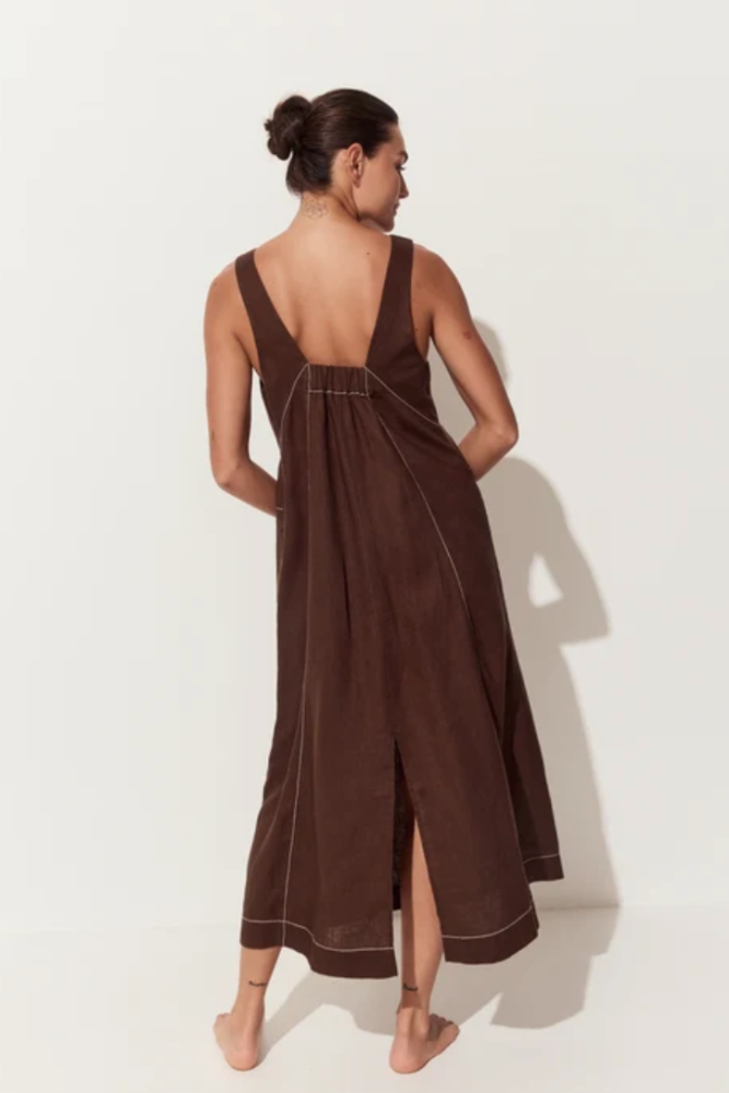 Lilly Pilly Iris Linen Dress - Chocolate