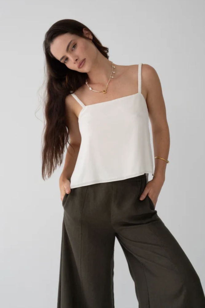 Lilly Pilly Letty Linen Pants - Khaki