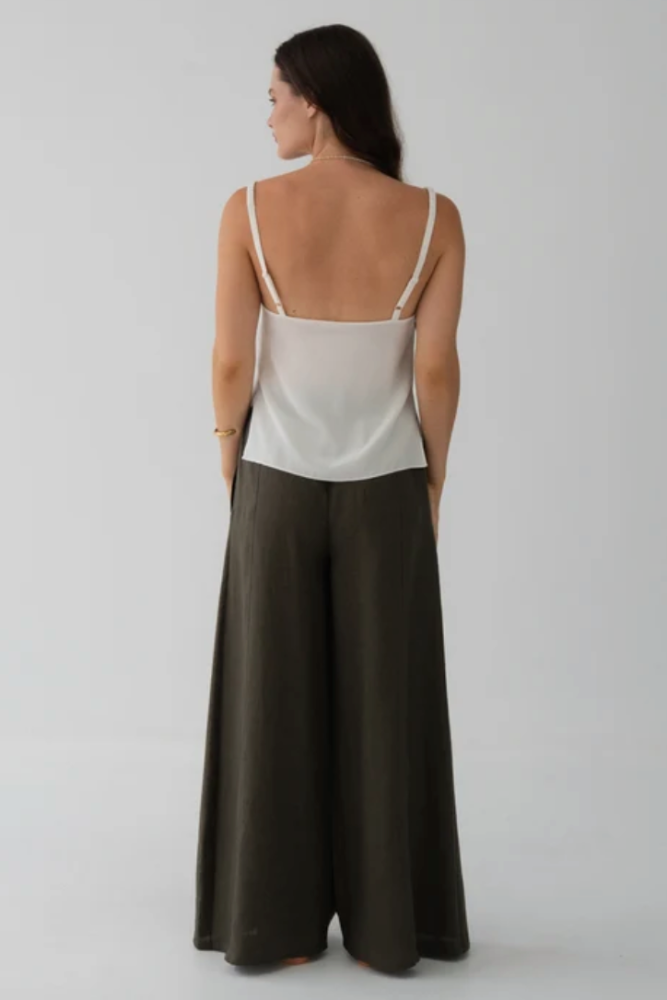 Lilly Pilly Letty Linen Pants - Khaki