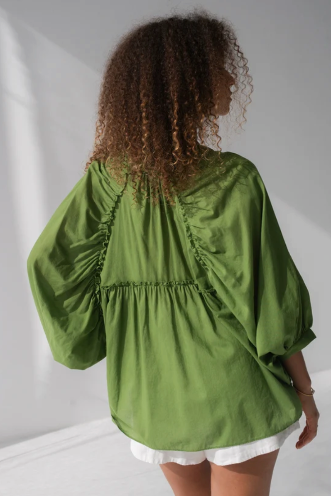 Lilly Pilly Thalia Cotton Voile Shirt - Lime