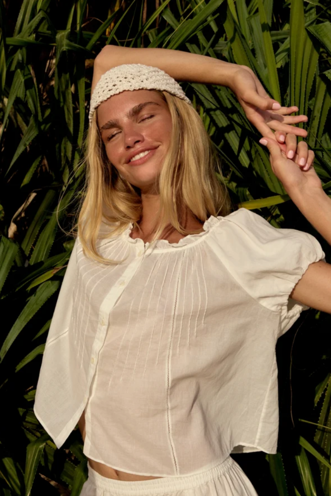 Lilly Pilly Tilly Cotton Voile Top - Ivory