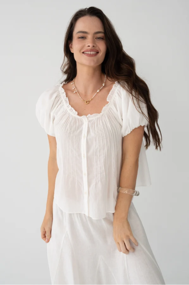 Lilly Pilly Tilly Cotton Voile Top - Ivory
