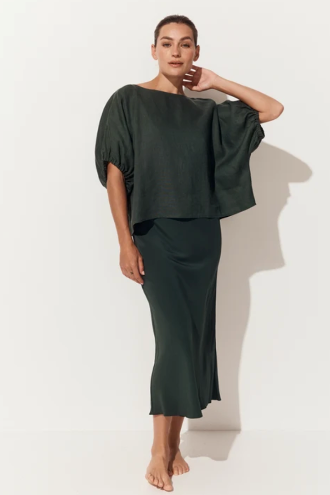 Lilly Pilly Tina Linen Top - Forest