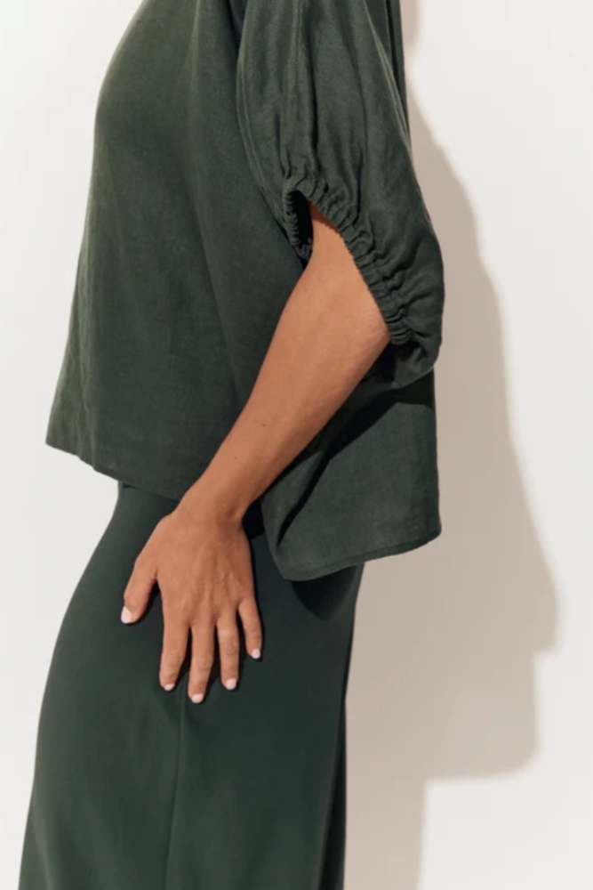 Lilly Pilly Tina Linen Top - Forest