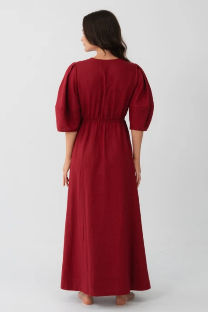 Lilly Pilly Vida Linen Dress - Cherry