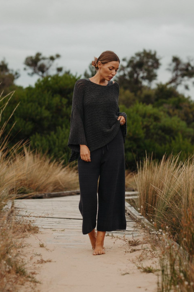 Talamaya Retreat Cotton Twist Pant - Deep Ocean