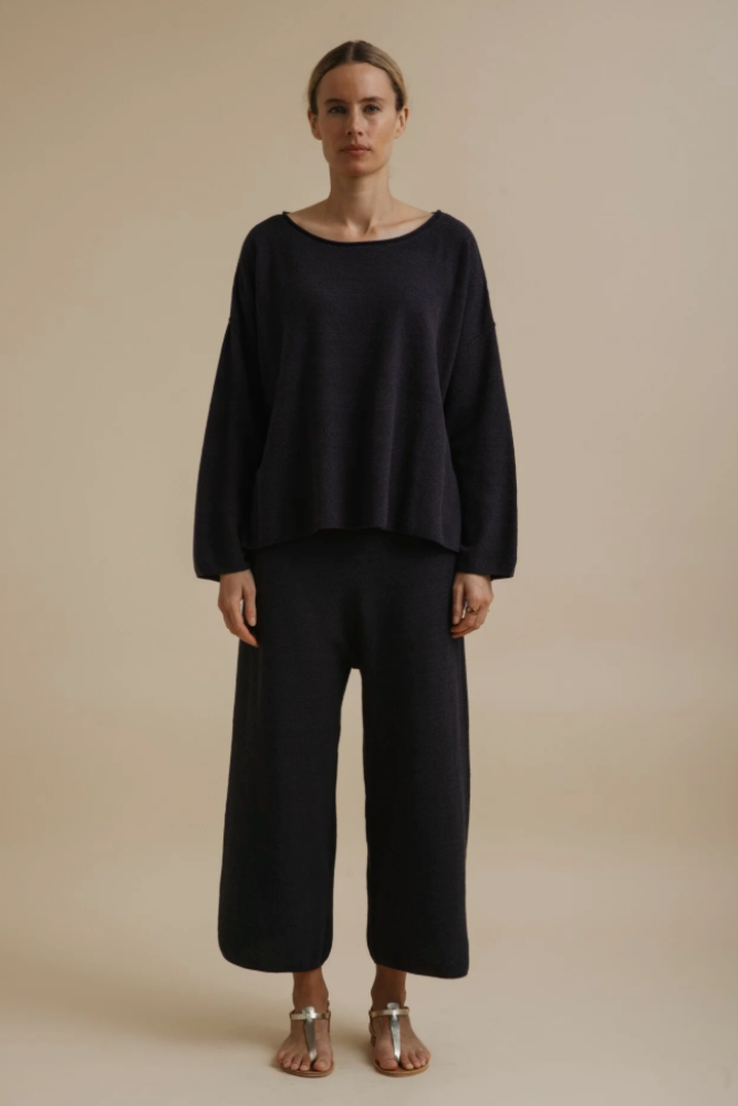 Talamaya Retreat Cotton Twist Pant - Deep Ocean