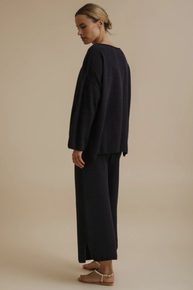 Talamaya Retreat Cotton Twist Pant - Deep Ocean