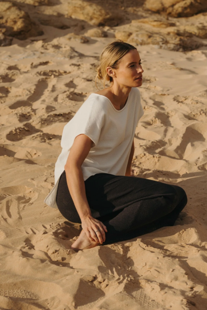 Talamaya Retreat Cotton Twist Sleeveless Pullover - Salt