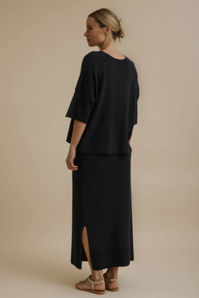 Talamaya Retreat Cotton Twist Tee Pullover - Deep Ocean