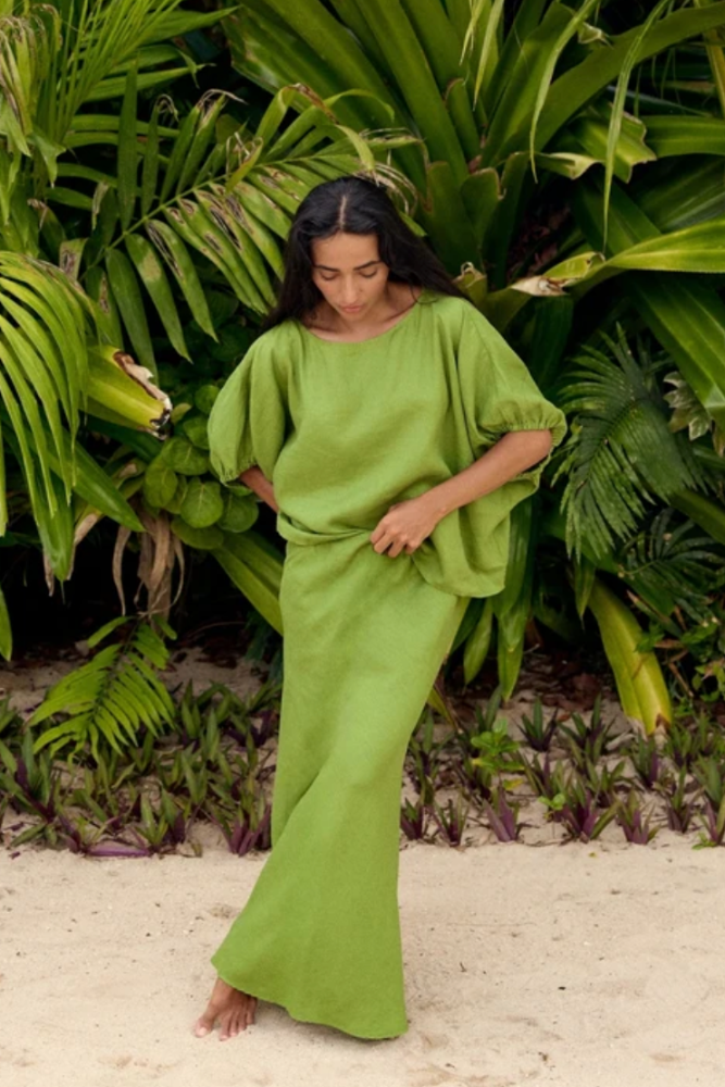 Lilly Pilly Tina Linen Top - Lime