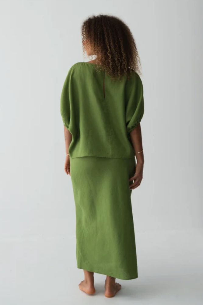 Lilly Pilly Tina Linen Top - Lime
