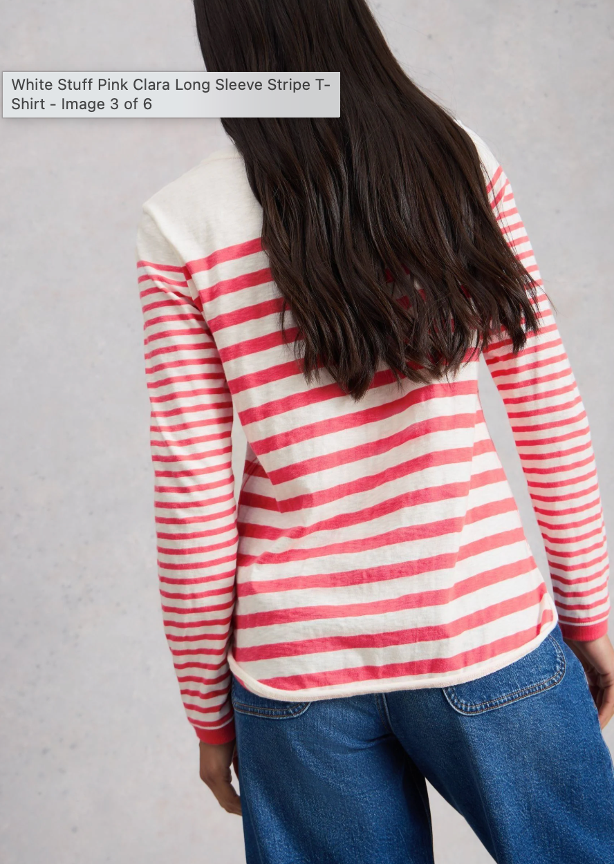 White Stuff Clara Long Sleeve Stripe Tee - Pink Multi