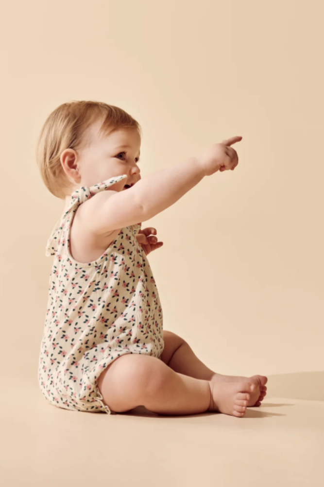 Wilson & Frenchy Little Blossom Organic Crinkle Tie Playsuit