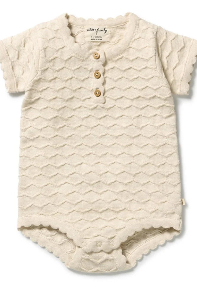 Wilson & Frenchy Milk Cloud Organic Knitted Chevron Bodysuit