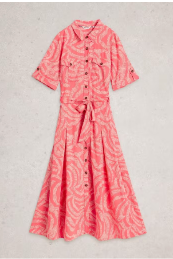 White Stuff Tiff Linen Blend Shirt Dress Coral Multi2.png