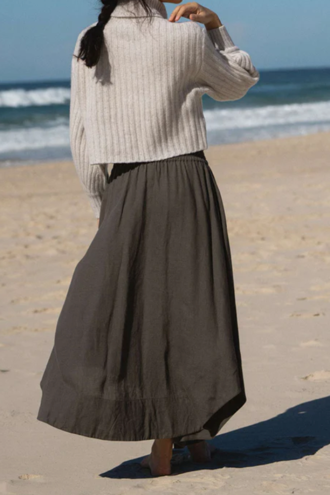 Lilly Pilly Hannah Linen Skirt - Khaki.png