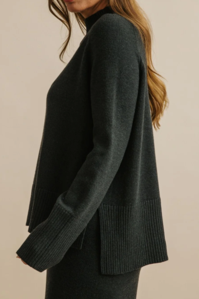 Talamaya Harmony Mock Neck Pullover - Pine2.png