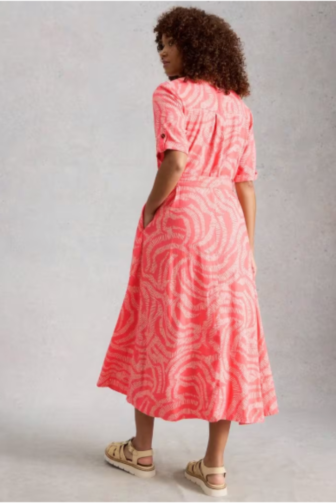White Stuff Tiff Linen Blend Shirt Dress Coral Multi1.png