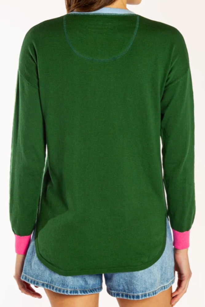 Bow & Arrow Green Cotton Cashmere Swing Contrast Trim1.png