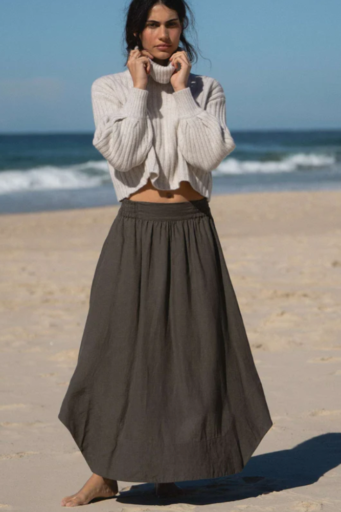 Lilly Pilly Hannah Linen Skirt - Khaki1.png