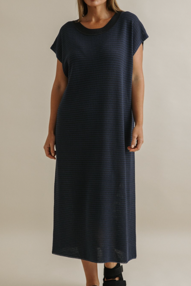Talamaya Lattice Knitted Dress - Pool x Charcoal1.png