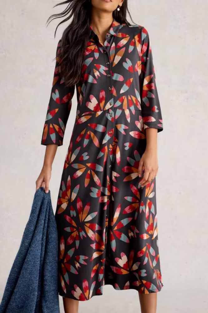 White Stuff Rua Jersey Shirt Dress - Grey Multi.png