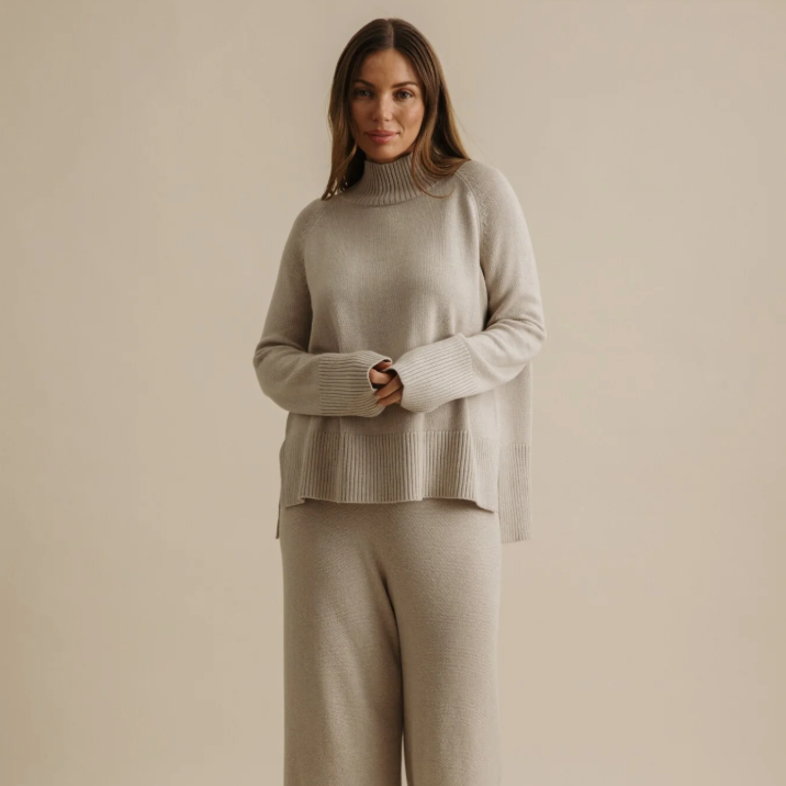 Talamaya Harmony Mock Neck Pullover - Wheat2.png