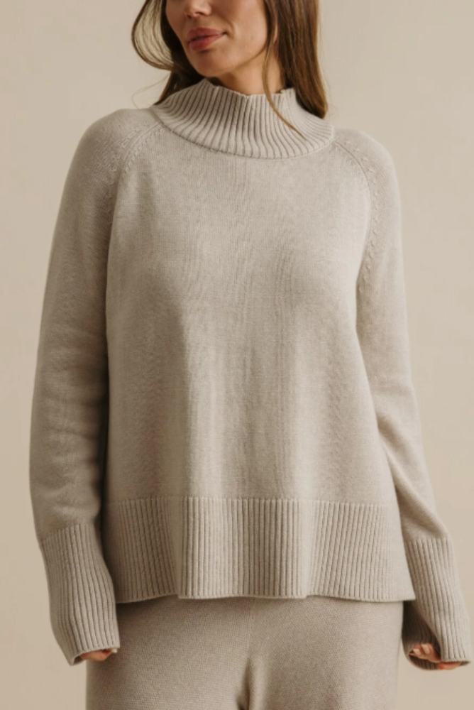 Talamaya Harmony Mock Neck Pullover - Wheat.png