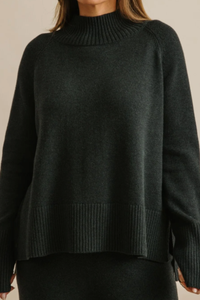 Talamaya Harmony Mock Neck Pullover - Pine.png